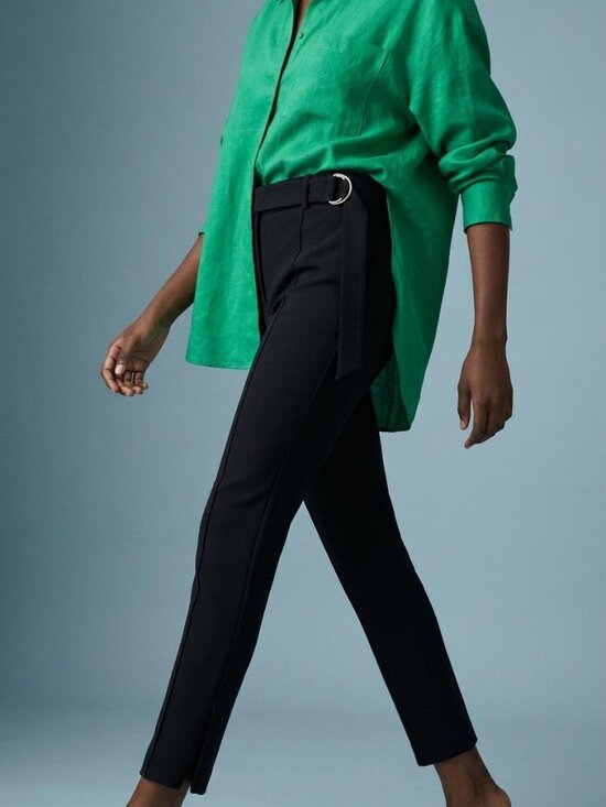 Zara Pants - NWT Zara Woman Black Belted Slim Trousers